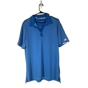 Adidas Blue Climachill Blue Short Sleeve Collared Casual Golf Shirt Men Sz L
